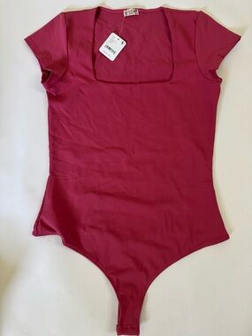 New Intimately Free People Square Eyes Bodysuit Venetian Red